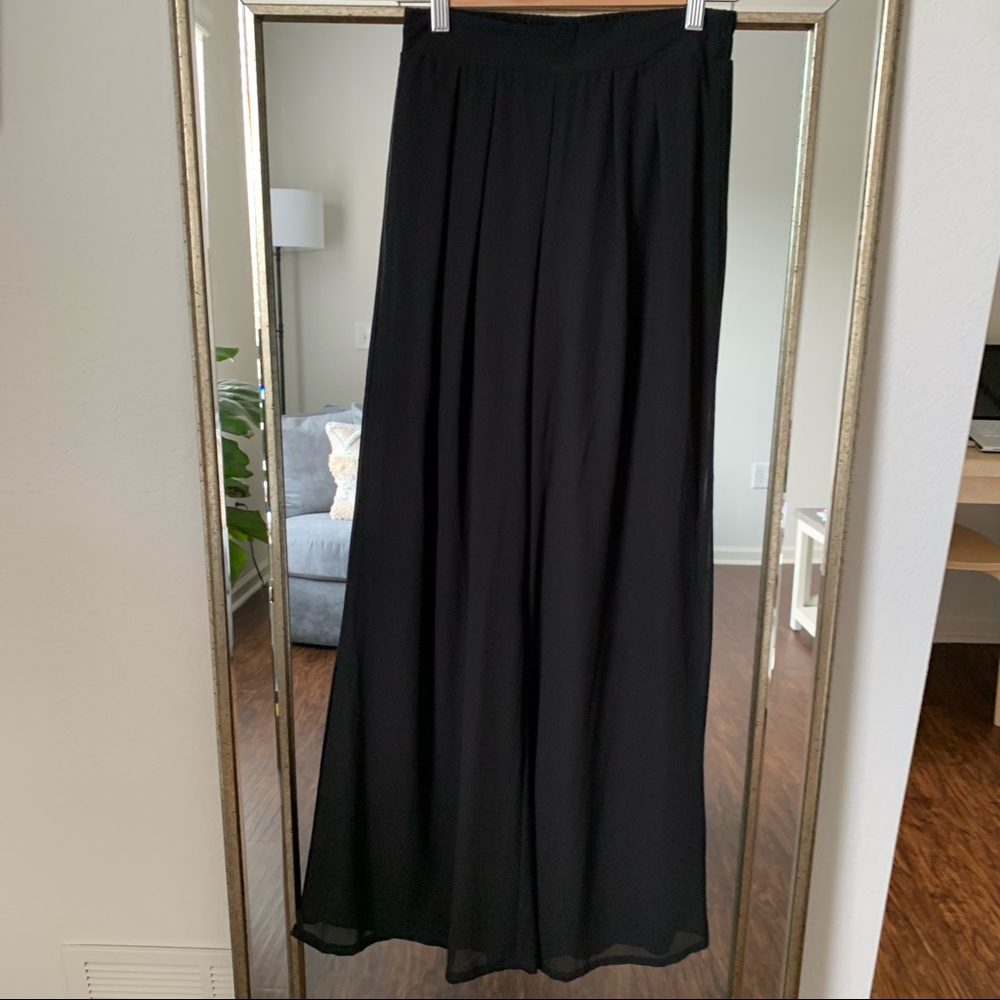 REVAMPED High Waist Elegant Black Palazzo Pants